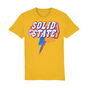 Solid State amplifier graphic t-shirt with lightning bolt design in organic cotton unisex fit