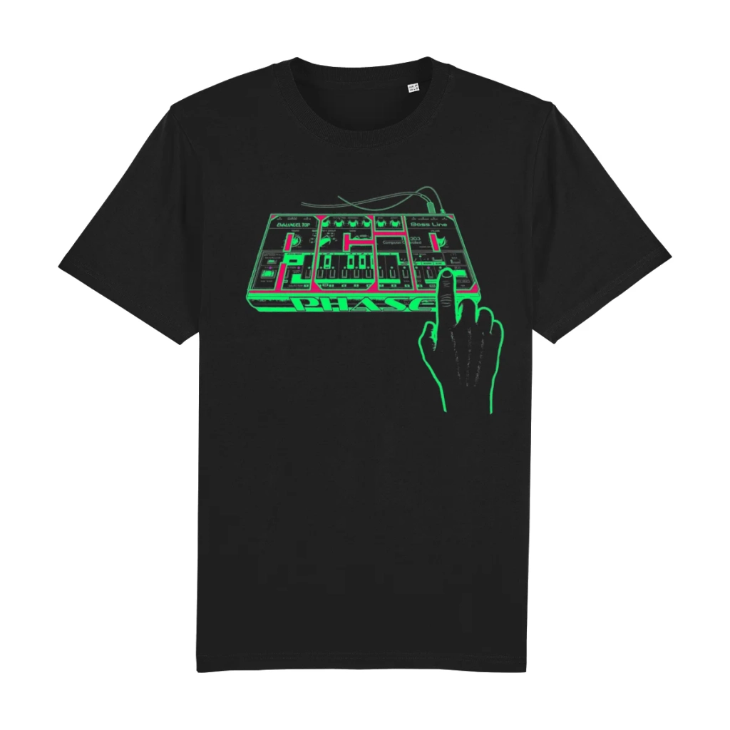 Acid House graphic t-shirt in black organic cotton unisex fit inspired by 80s rave culture