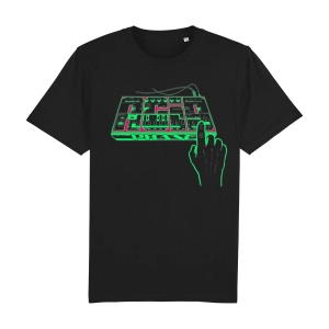 Acid House graphic t-shirt in black organic cotton unisex fit inspired by 80s rave culture