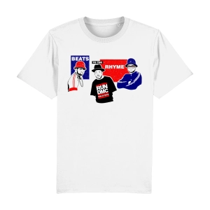 Run DMC Beats to the Rhyme graphic t-shirt with hip-hop silhouettes in organic cotton unisex fit