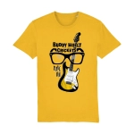 Buddy Holly Rave On t-shirt with glasses and Fender Stratocaster design