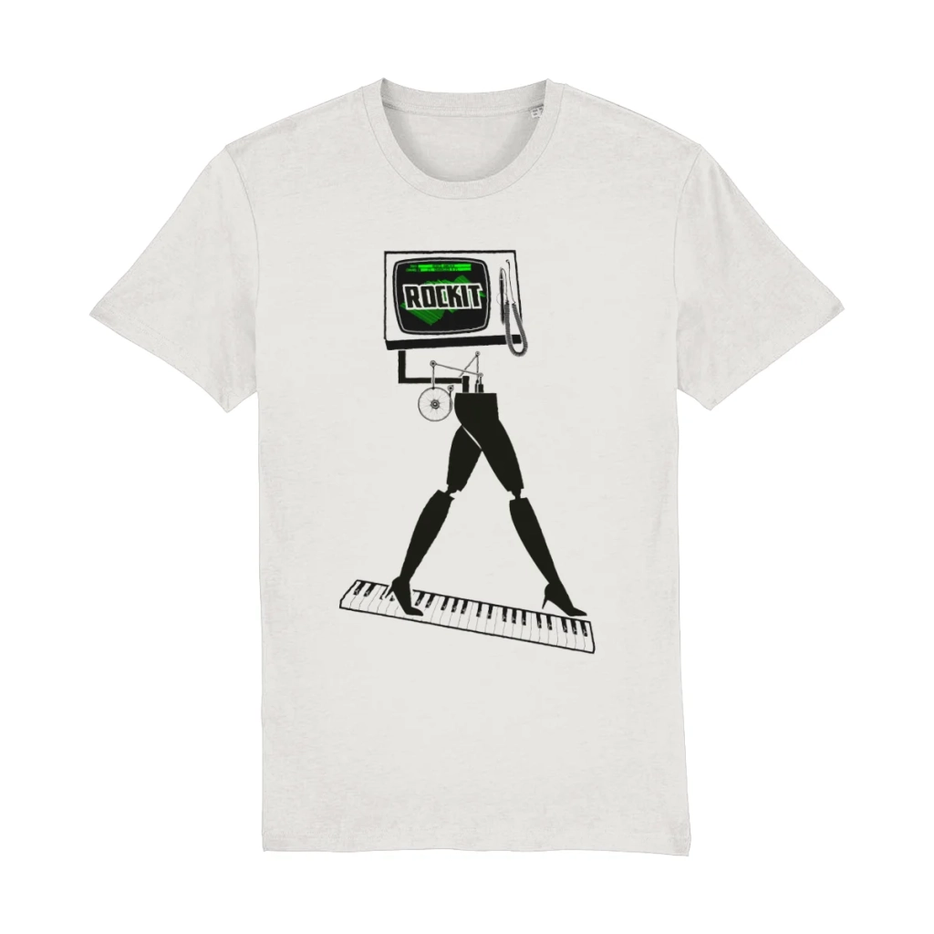 Herbie Hancock Rockit T-shirt in organic cotton with robotic electro music graphic design