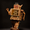 Cheerful Christmas mini robot design object