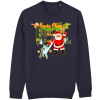 Green Bad Santa Christmas sweater with festive chaos graphic and naughty holiday design in relaxed unisex fit